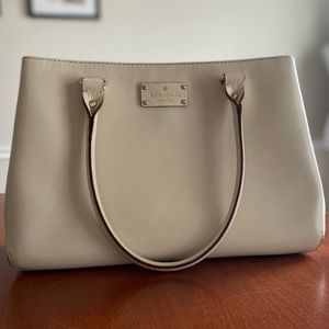 Kate Spade Cream Shoulder Tote Bag Double Handles Polka Dot Interior